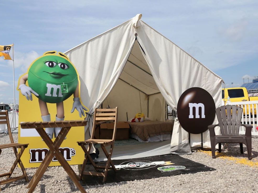 M&M'S Glampground tents.