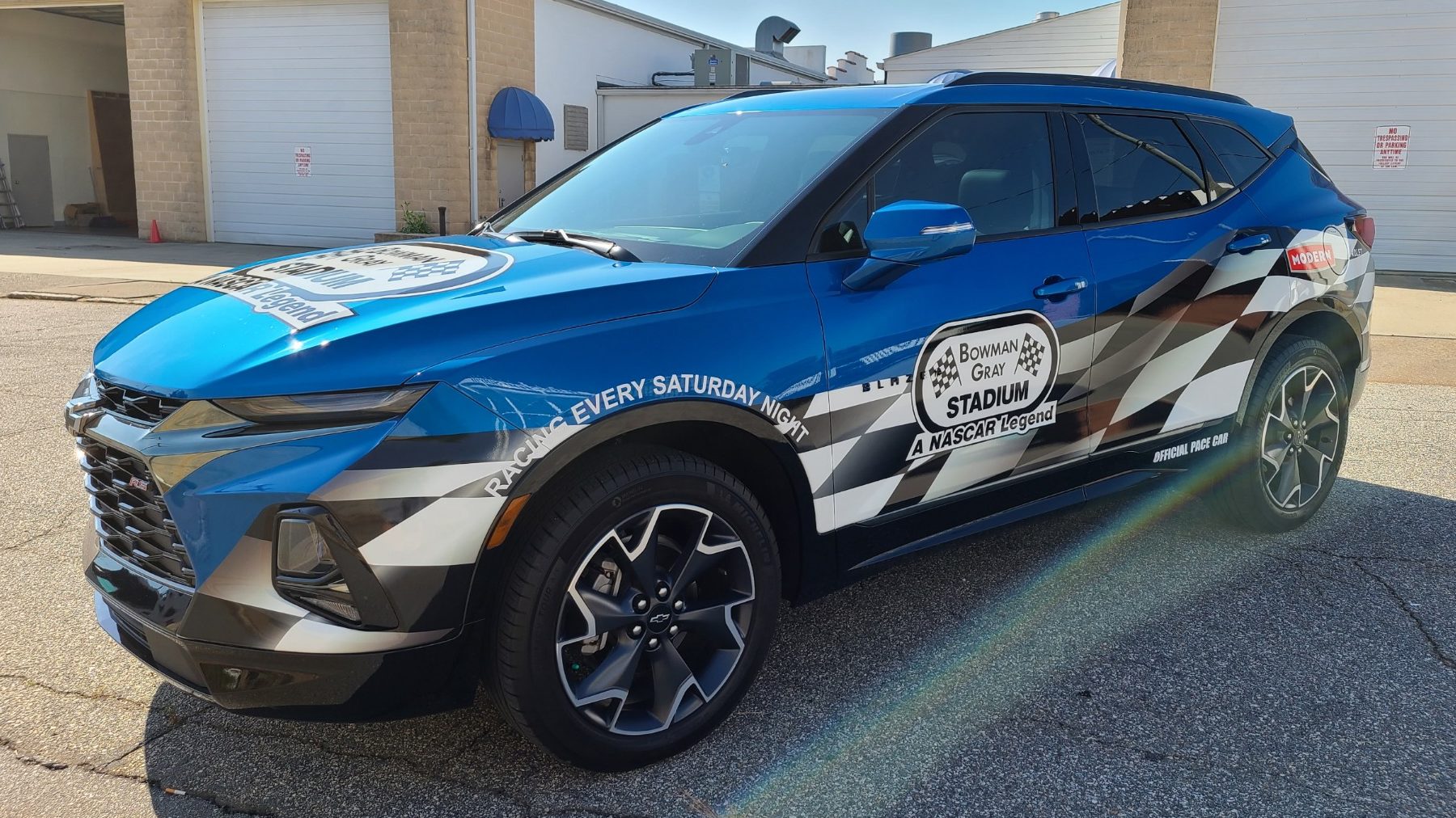 The 2021 pace car we wrapped for Bowman Gray Stadium.